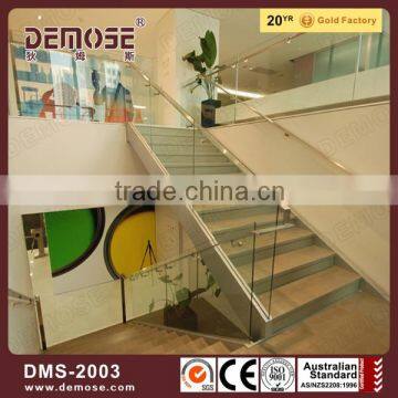 wooden glass staircase / stainless steel glass staircase