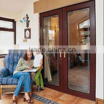 Exterior Solid Wood with Double Pane Tempered Glass Entrance Door Type French Door