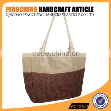 Fashion Women Tote Crochet Bag Paper Straw And Jute Polyester Handbag