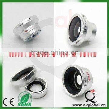 For iphone 6 camera lens, magnetic 3 in 1lens fish eye +wide angle +macro