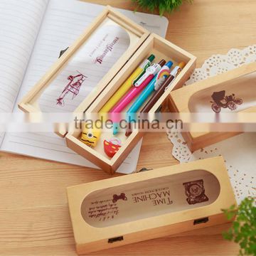 Custom transparent delicate wooden pencil case