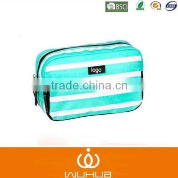 customized artistic logo coated cotton compartments cosmetic bag for necessarie