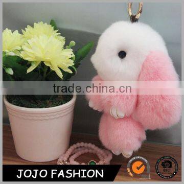 Custom material metal keychain charm rabbit fur keychain