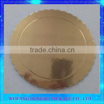 ISO Supplier Gold Round Scalloped Cake Board With Tab For Cake Decoration