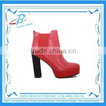 Affordable chunky heel sheepskin womens boots with high platform