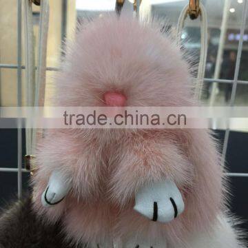 wholesale multy color mink fur keyring/lovely shape pendant