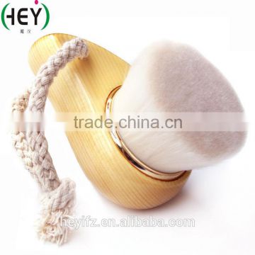 Natural wooden handle face scrub brush with gold ferrule soft white hair prevent blackhead