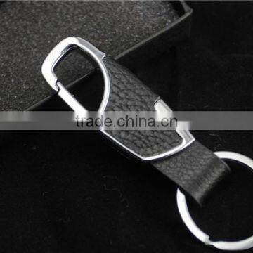 Man's new design leather keychain/fashion leather metal keychain