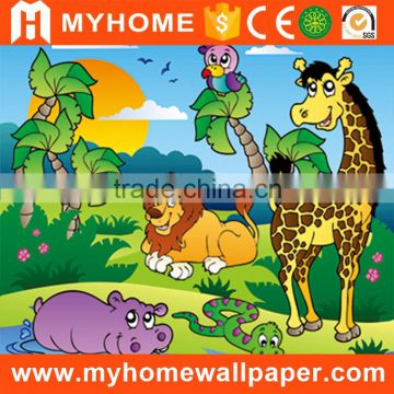 decorative cute zoo animals landscape image murals wallpaper for kids room wall