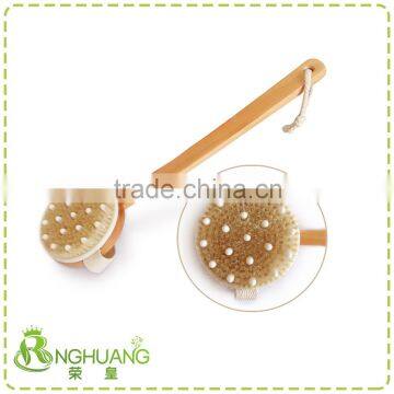 Long handle bristle bath brush with messager beads