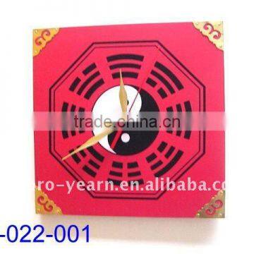 Unique Wooden Table Clock with Taiji Bagua Pattern Design