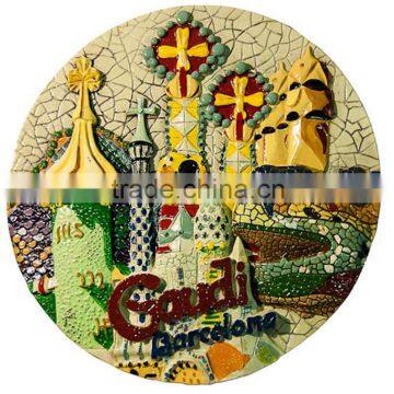 custom souvenir embossed plate Spain. Gaudi (Diameter 17 cm)