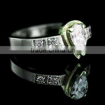 NATURAL LOOSE WHITE DIAMOND EXCELLENT QULAITY WHITE GOLD ENGAGEMENT RING