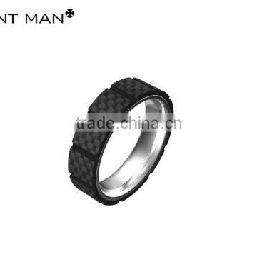 Men's Jewelry 6mm Black Carbon Fiber Ring Tungsten Carbide Ring Band