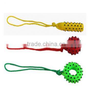 wholesale pet vinly toy with long rope