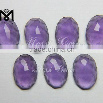 Factory Direct Sale Oval 13.5x9.5 Flat Back Checkerboard Purple Decorative Glass Stone