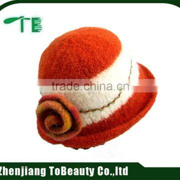 fashion ladies felt wool hats with flower decoration