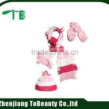 Baby Cat Purple Fleece Hat Scarf Gloves Set photo-6