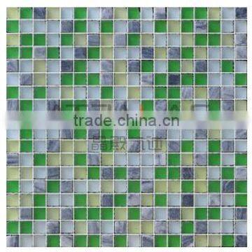 Stone Glass Mosaic tiles- frosted glass stone wall tile, green mix yellow kitchen and bathroom tiles EGS084