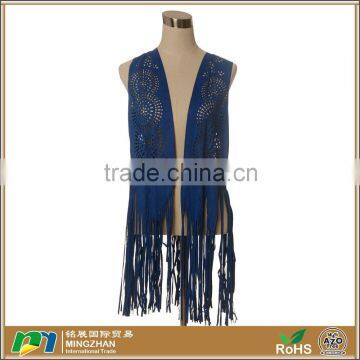 Funky Women's Soft Lightweight Solid Color Suede Leather Fringe Scarf