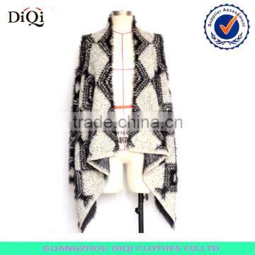 women elegant cubic pattern open cardigan