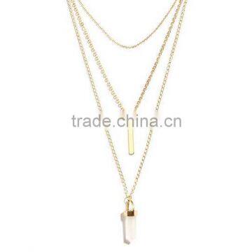 Artificial Cutting Pink Stone Multi Layers Long Necklace Choker For Fashion Lady photo-6