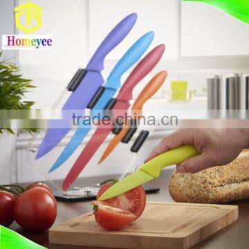 Colorful eco-friendly stainless steel 5 pcs non-stick coating knife set