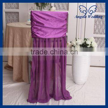 CH046 Angela Wedding New Fancy wedding chiffon and satin universal ruffled elegant purple chair cover