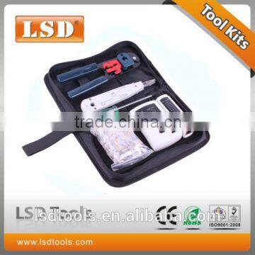 LS-K208M LSD brand good quality portable RJ45 network tool kit with network crimper,cable testor, punch down tool hand tool set