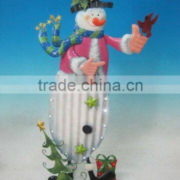 Metal handpainted outdoor lighted Christmas snowman