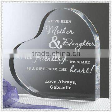 Engraving Crystal Heart Shape Glass Block For Wedding Decoration