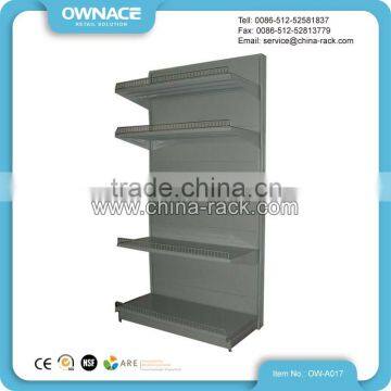 Classical Single-Side Metal Supermarket Shelf Stand With Wire Fence