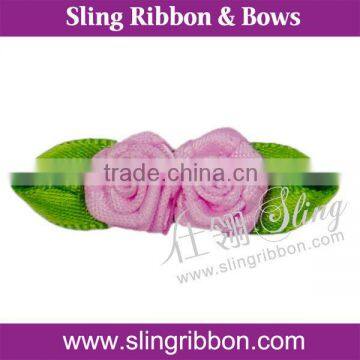 Decorative Ribbon Rose With Green Leaf