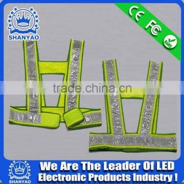 2016 Hot Selling LED Fluorescent Refletive Waistcoat For Road Safety At Night