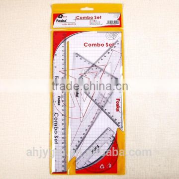 4 Pieces Plastic Ruler Set/geometric ruler set