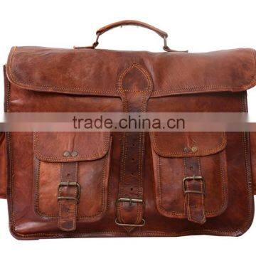 brown leather satchel messenger bag/ real leather briefcase bags for office