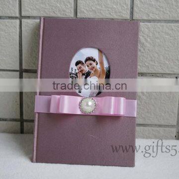 Custom Handmade Luxury Silk Covor Wedding Guest Book with you own photo