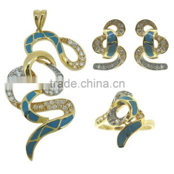 QMH003 turquoise enamel jewelry in 18k solid gold