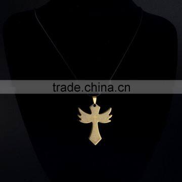 Fashion Stainless Steel Jewelry Yellow Angle Wing Cross Necklace Pendant for Boy Girls photo-5