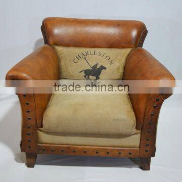 Aged Leather Brown Armchair Charleston,Leather Sofa