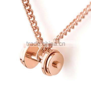 New Design Stainless Steel Dumbbell Pendant Dumbbell Charm Necklace