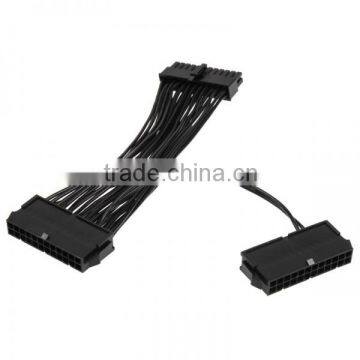 Dual 24 Pin Female To Male Adapter ATX Cable 15cm Black