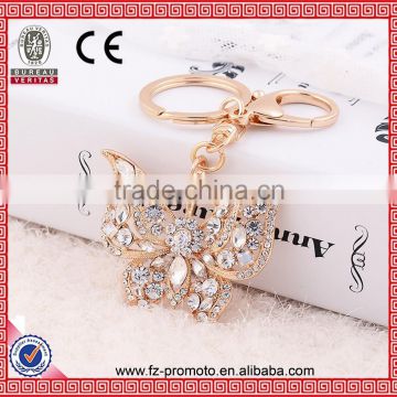 Exquisite workmanship butterfly diamond keychain for souvenir