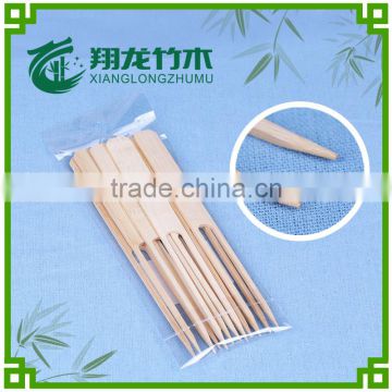 Nature bamboo materials double fork for BBQ with custom logo