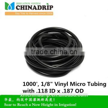 Drip irrigation 1000', 1/8" Vinyl Micro Tubing with .118 ID x .187 OD black