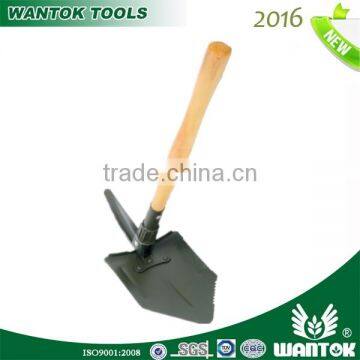 Folding shovel wooden handle