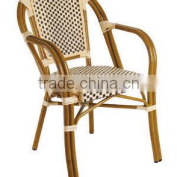 bamboo look aluminum frame rattan dining chair