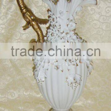 Elegant White Handicraft Ceramic Flower Receptacle With Lady Dancing photo-4