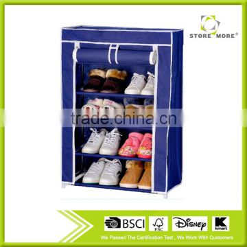 Store More Modern Blue 4 Tier Shoe Rack with Cover