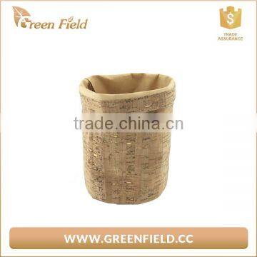 Cork Leather Basket Vegan Eco Friendly Cork Fabric Storage Organizer Bag photo-2